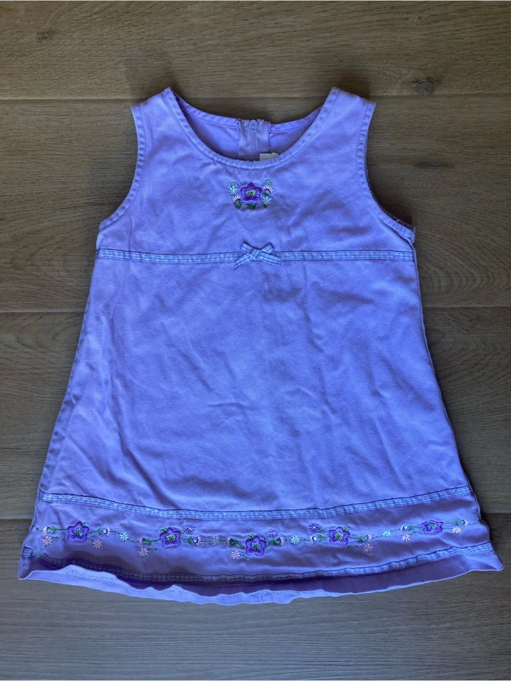 Vintage Lavender Floral Embroidered Cotton Baby Dress